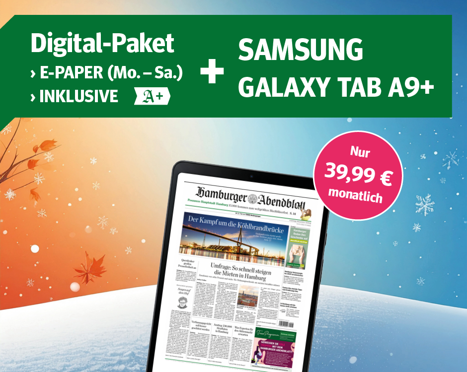 Digital-Paket: E-Paper (Mo-Sa) + Samsung Galaxy Tab A9+ für 39,99 € mtl. Jetzt bestellen.