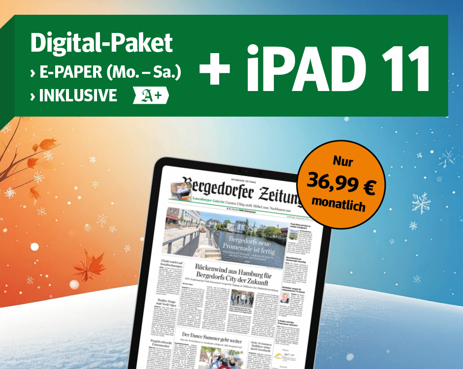 Digital-Paket: E-Paper (Mo-Sa) + iPad 11 für 36,99 € mtl. Jetzt bestellen.