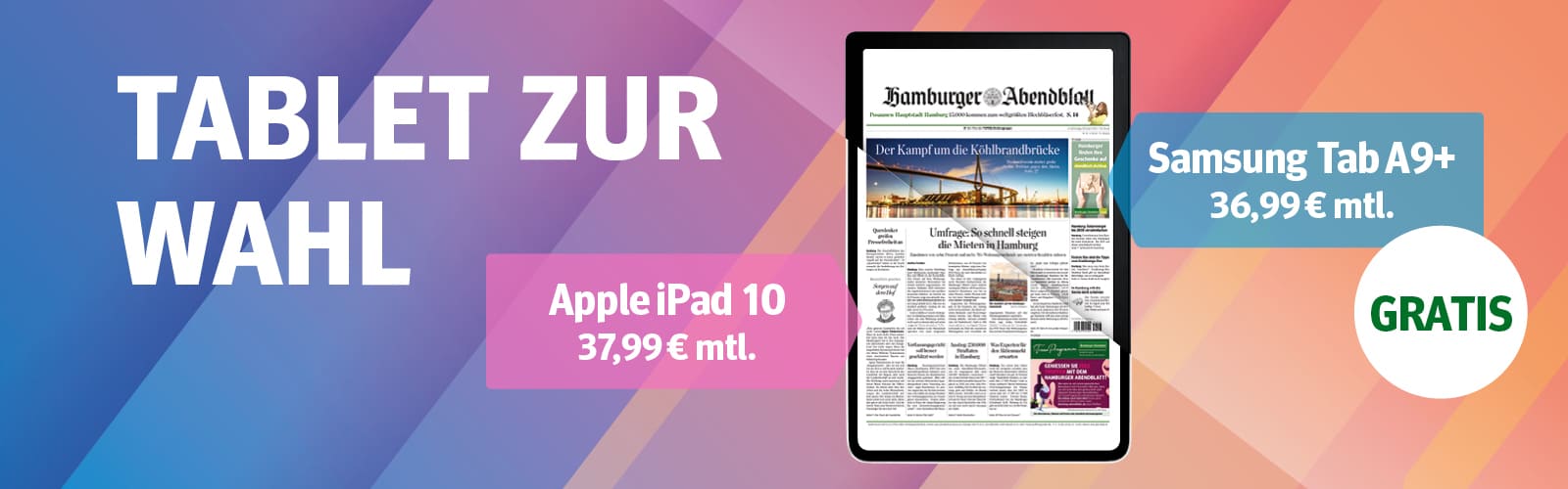 Wählen Sie Ihr Wunschtablet und lesen Sie Ihre Zeitung als E-Paper.